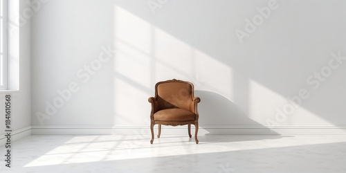 Wooden chair in a classic interior used as a background for text or layout design