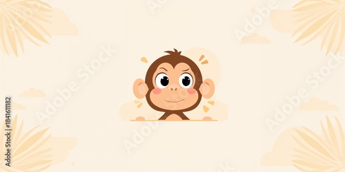 Cartoon monkey with a confused expression, playful confusion for children's content