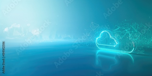 Neon-style 3D data icon for interface layout, digital real-time updates