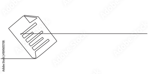 Clipboard with checklist icon continuous one line drawing of outline vector illustration, One continuous line vector drawing of a folder. Outline documents background icon. Saving securities vector .