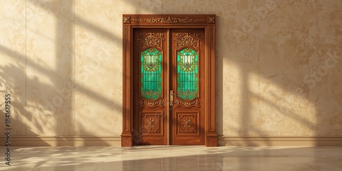 Vintage glass panes set in weathered wooden doors, highlighting traditional design and aged materials