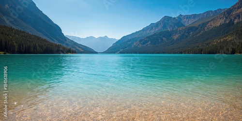 Fototapeta Naklejka Na Ścianę i Meble -  Scenic view of Naltar Lake with surrounding mountains in Pakistan, natural landscape and seasonal change