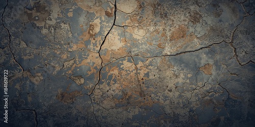 Surface of aged concrete showing extensive cracks, used for layout or interface backgrounds