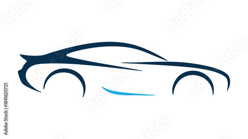 A modern and abstract dark blue car silhouette logo design on a white background