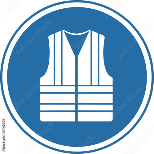 High visibility vest required sign with a blue background