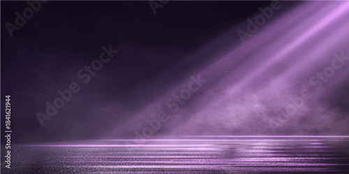Abstract purple light rays create a dynamic digital wave pattern on a dark night sky backdrop