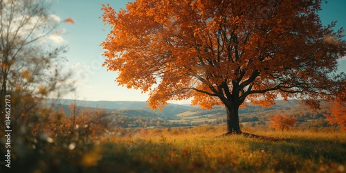 Forest scene during fall with vibrant foliage and leaf litter, environmental preservation day