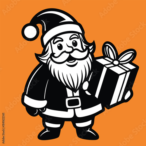 design logo vector illustration cute cartoon santa claus gift box