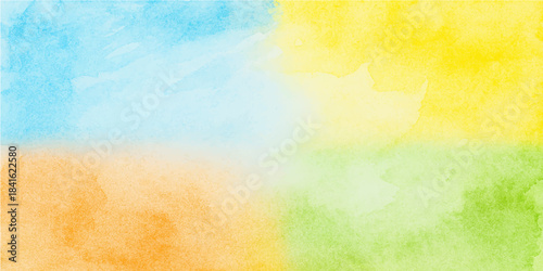 Abstract colorful watercolor background texture with vintage yellow, orange, and pink paint design on aged paper