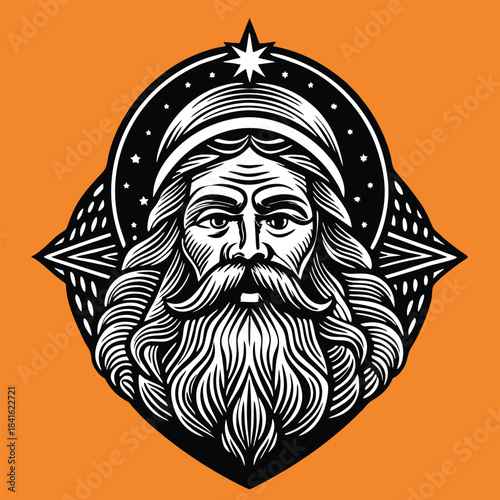 design logo vector illustration character santa claus vintage retro