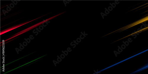 Abstract vector background with colorful, glowing lines in motion creating a bright, futuristic energy effect on a dark space art design illustration