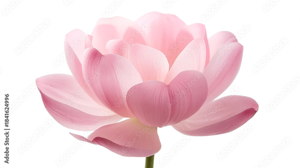 Fototapeta premium Pink Lotus Flower with Overlapping Petals – Symbolic Botanical Illustration on White Background