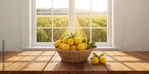Basket of lemons on a kitch...