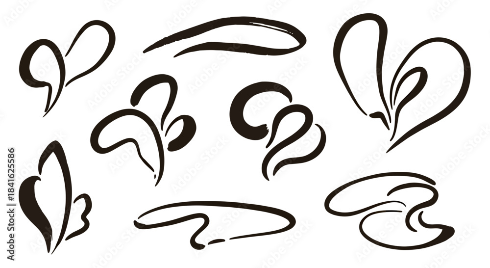 Fototapeta premium Abstract hand-drawn shapes on white backdrop offering versatile design elements for creatives