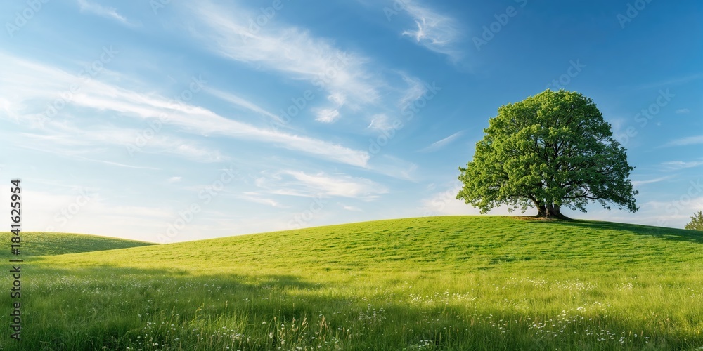 Fototapeta premium Countryside hill with trees and shadows background, summer, nature, landscape, forest, green, seasonal change