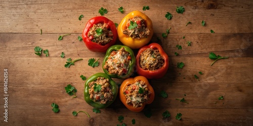 Stuffed bell peppers with m...