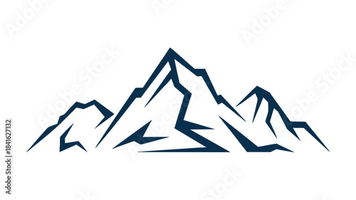 A stylized modern logo design of a mountain range with sharp peaks