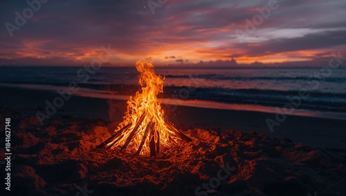 Bonfire with burning firewo...