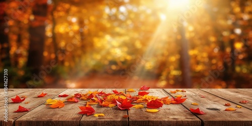 Golden forest trees with sh...