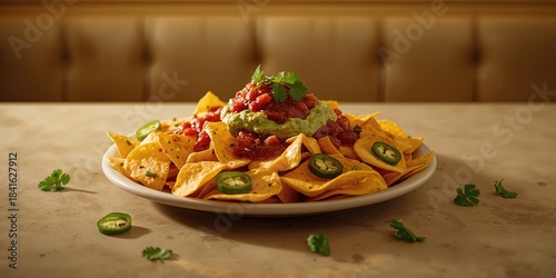 A serving of nachos with ch...