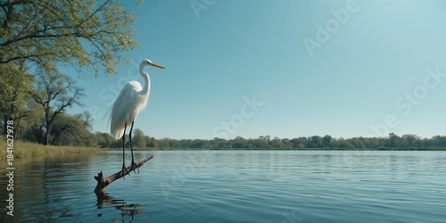 Egrets resting on tree bran...