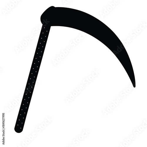 Scythe icon symbol vector. Farming tool silhouette. Agricultural harvesting equipment sign