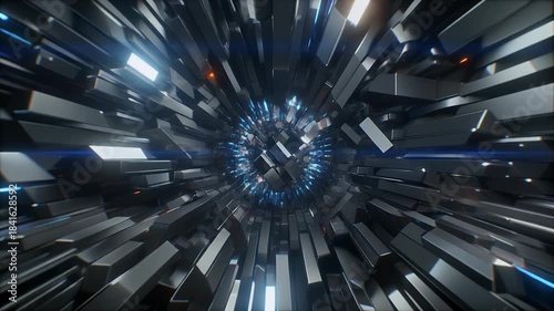 Futuristic SciFi Tunnel Hyperspace Jump Animation Loop.
