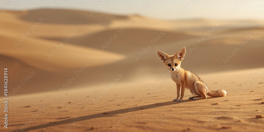 Fototapeta premium Fennec fox, Fennecus zerda, small desert fox, adapted for nocturnal activity