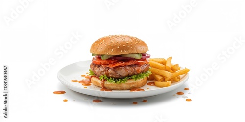 Burger with crab meat and f...