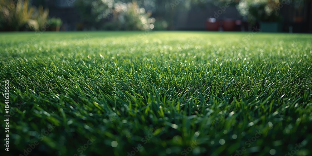 Naklejka premium Artificial turf surface serving as a backdrop for editorial headers or digital layout, focusing on upkeep and longevity