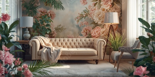 Living room scene featuring...