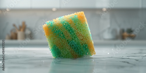 Out-of-focus kitchen sponge...