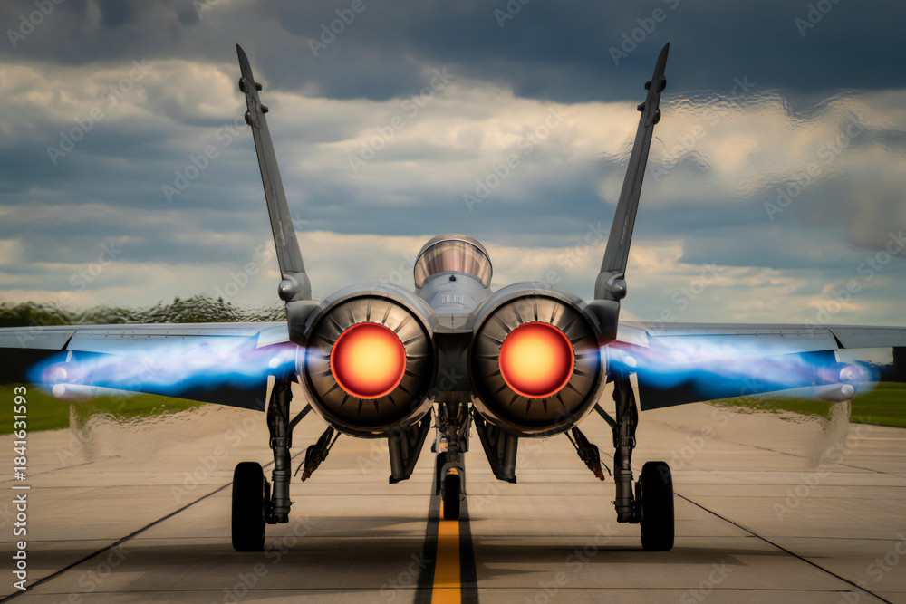 Fototapeta premium Military jet fighter take off