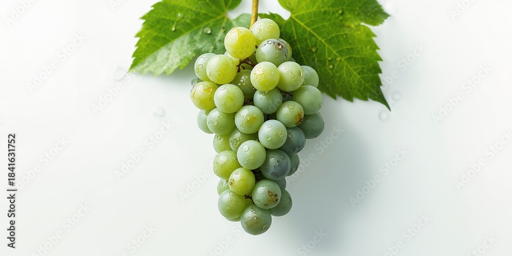 Fototapeta premium Green and blue grape bunch with foliage, ideal for background or UI design, Earth Day