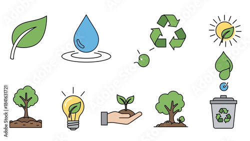 Conceptual illustration showcasing elements of environmental conservation and sustainability