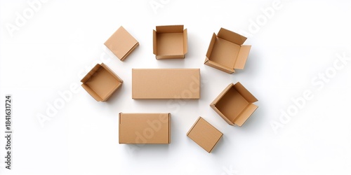 Beige cardboard boxes arran...
