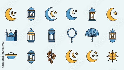 Intricate Islamic design elements showcasing spiritual and cultural symbols with soft color palettes