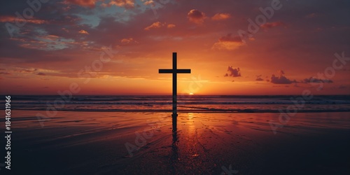 Weathered black wooden cros...