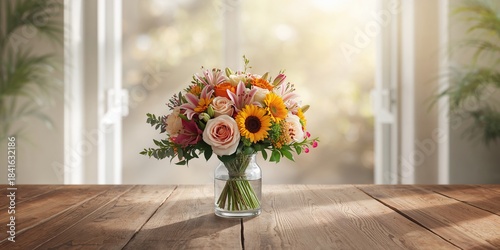 A floral arrangement in a v...