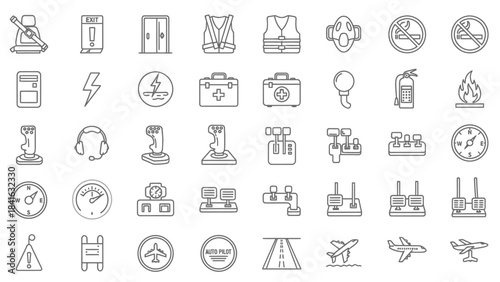 Aircraft operations and safety icons a visual guide to aviation procedures and regulations