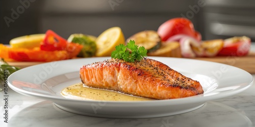 Fillet of salmon on a plate...