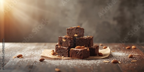 Chocolate brownie cake in b...