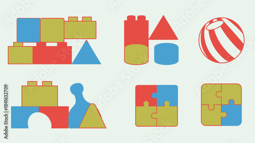 Abstract Illustration Showcasing Playful Geometric Shapes for Children's Creative Development