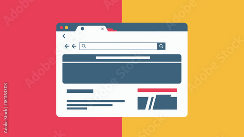 Minimalist vector illustration of a website layout with vibrant split background