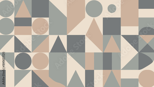 Aesthetic geometric shapes arrangement in soothing earth tone palette for modern art