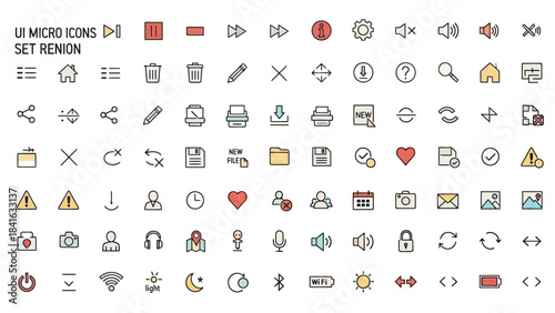 Modern user interface micro icons collection set for app and web development usage