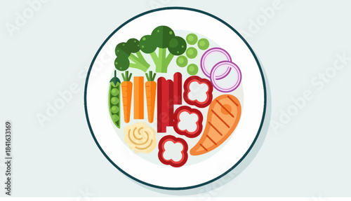 A Colorful Vector Plate Featuring Healthy Food Choices for Balanced Diet