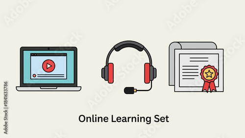 Digital education tools depicting seamless online course completion and certification process