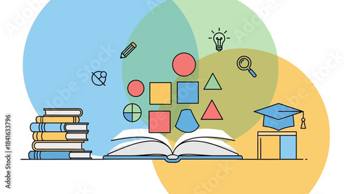 Knowledge unfolding: Abstract illustration blending learning, and educational elements