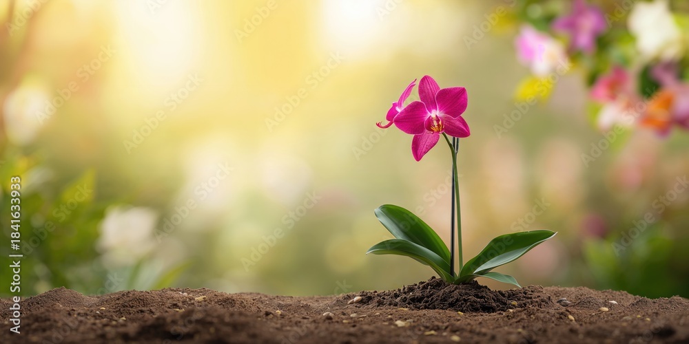 Fototapeta premium A vibrant flower in full bloom against greenery, highlighting seasonal change and plant life, Earth Day